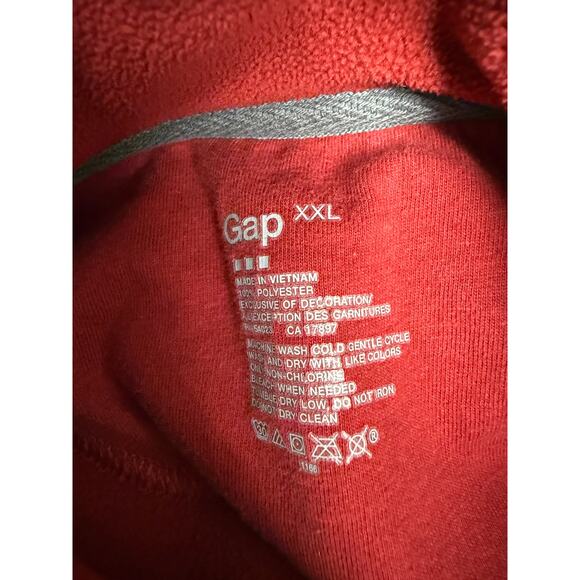 GAP Mens XXL Pullover Red 1/4 Zip Fleece Long Sleeve Jacket Sweater big warm - Picture 2 of 4